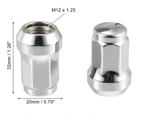 M12 X 1.25 Wheel Lug Nuts | Chrome Plated | Carbon Steel | for Auto Aftermarket & OE Replacement