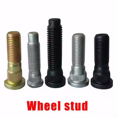 40Cr 14.2mm Knurl Wheel Lug Stud With Long Splines 24mm Shank Length