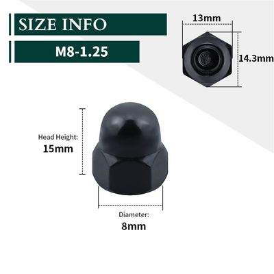 Volvo Hexagon Cap Nut High Dome/Acorn Head M8X1.25 Grade 10 Black Oxidized 968458 31349166
