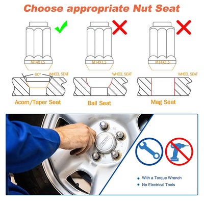 M12x1.50 Bulge Acorn Lug Nuts for Selective Aftermarket and Factory Wheels, Easy to Install, Durable Carbon Steel with Stylish Triple Layered Chrome Finish - 1707S