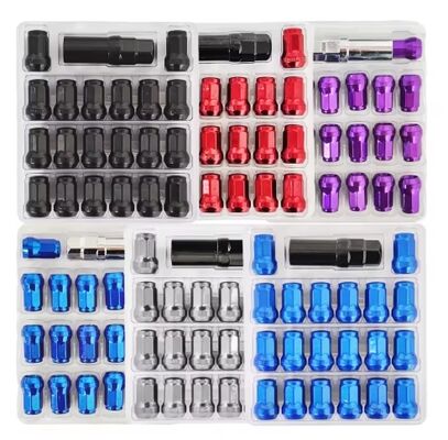 New Arrival Multiple Colors M12*1.5/1.25 Chrome Plated Alloy Steel Anti-Theft Wheel Lock Nuts Security Key Self-Locking