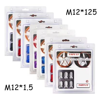 New Arrival Multiple Colors M12*1.5/1.25 Chrome Plated Alloy Steel Anti-Theft Wheel Lock Nuts Security Key Self-Locking