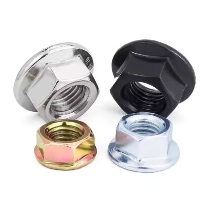 M6 Black Carbon 304 Stainless Steel Polished Hex Flange Nylon Insert Lock Nut Self-locking Nylock for Healthcare HXL Brand