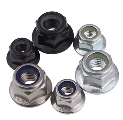 M6 Black Carbon 304 Stainless Steel Polished Hex Flange Nylon Insert Lock Nut Self-locking Nylock for Healthcare HXL Brand