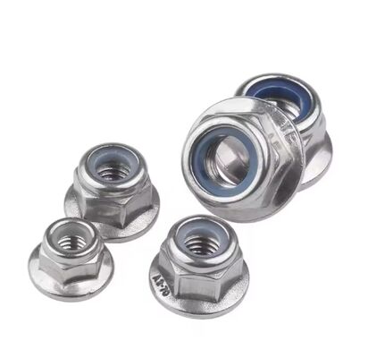 M6 Black Carbon 304 Stainless Steel Polished Hex Flange Nylon Insert Lock Nut Self-locking Nylock for Healthcare HXL Brand