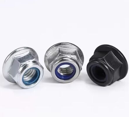 M6 Black Carbon 304 Stainless Steel Polished Hex Flange Nylon Insert Lock Nut Self-locking Nylock for Healthcare HXL Brand