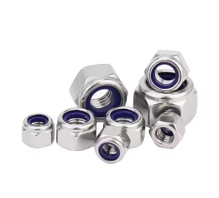 DIN 985 Passivated M10 Thread 316 Stainless Steel Blue White Nylon Insert Self Locking Hex Lock Nut