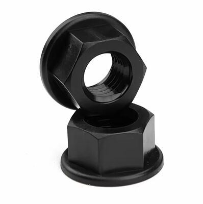 Certified Anti-Loose Polished Nylon PA66 M10 Flange Nut with Pad Black & White Plastic & Stainless Steel Flat Head