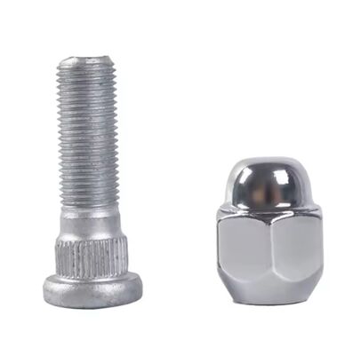 Chrome Wheel Hub Bolt & Nut Set | Knurled Wheel Stud with Dome Nut for Auto Wheels