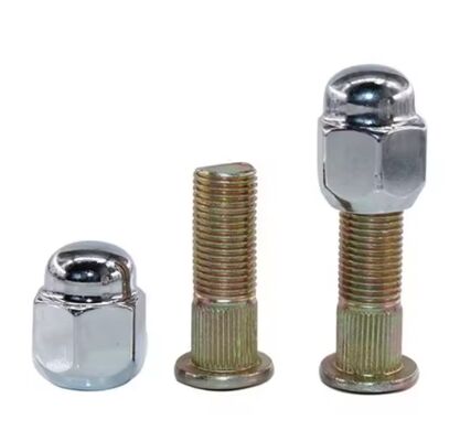 Chrome Wheel Hub Bolt & Nut Set | Knurled Wheel Stud with Dome Nut for Auto Wheels