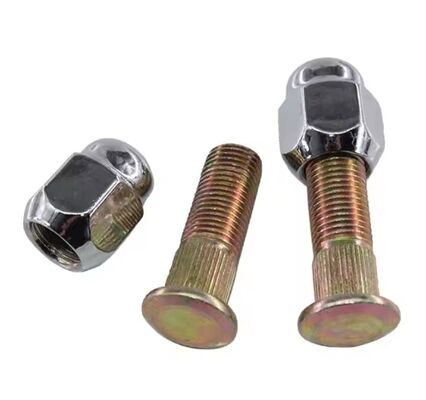 Chrome Wheel Hub Bolt & Nut Set | Knurled Wheel Stud with Dome Nut for Auto Wheels