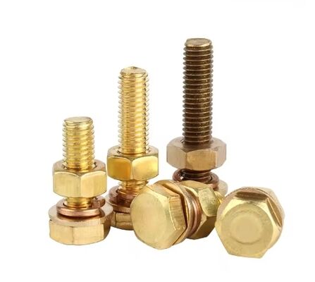 M3 M8-M58 1/2in Brass Flat Head Hex Bolts and Nuts Set with 2 Nuts