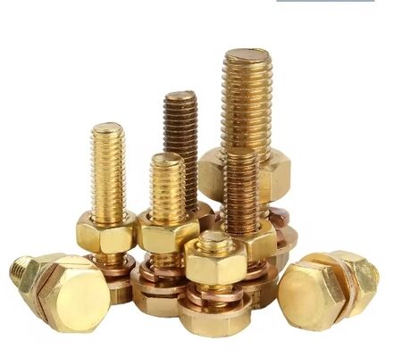 M3 M8-M58 1/2in Brass Flat Head Hex Bolts and Nuts Set with 2 Nuts